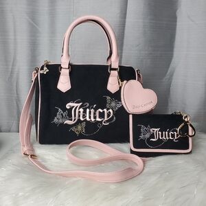 JUICY COUTURE Liquorice Wingin It Speedy Satchel And Wallet Set